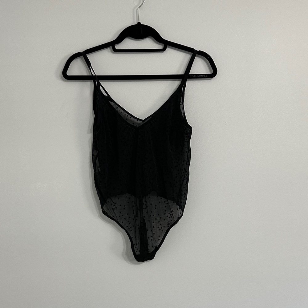 Colsie Black Star Mesh Bodysuit